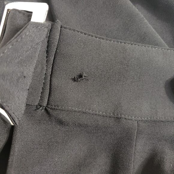 Jennifer Lopez Womens Pants Size 2 Black Cropped Dress Buckles Wide Leg Pockets - Picture 10 of 12